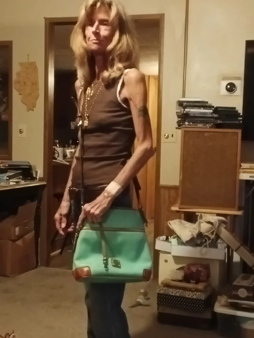 Dooney & Bourke Teal Pebble Leather Crossbody with Brown Accents